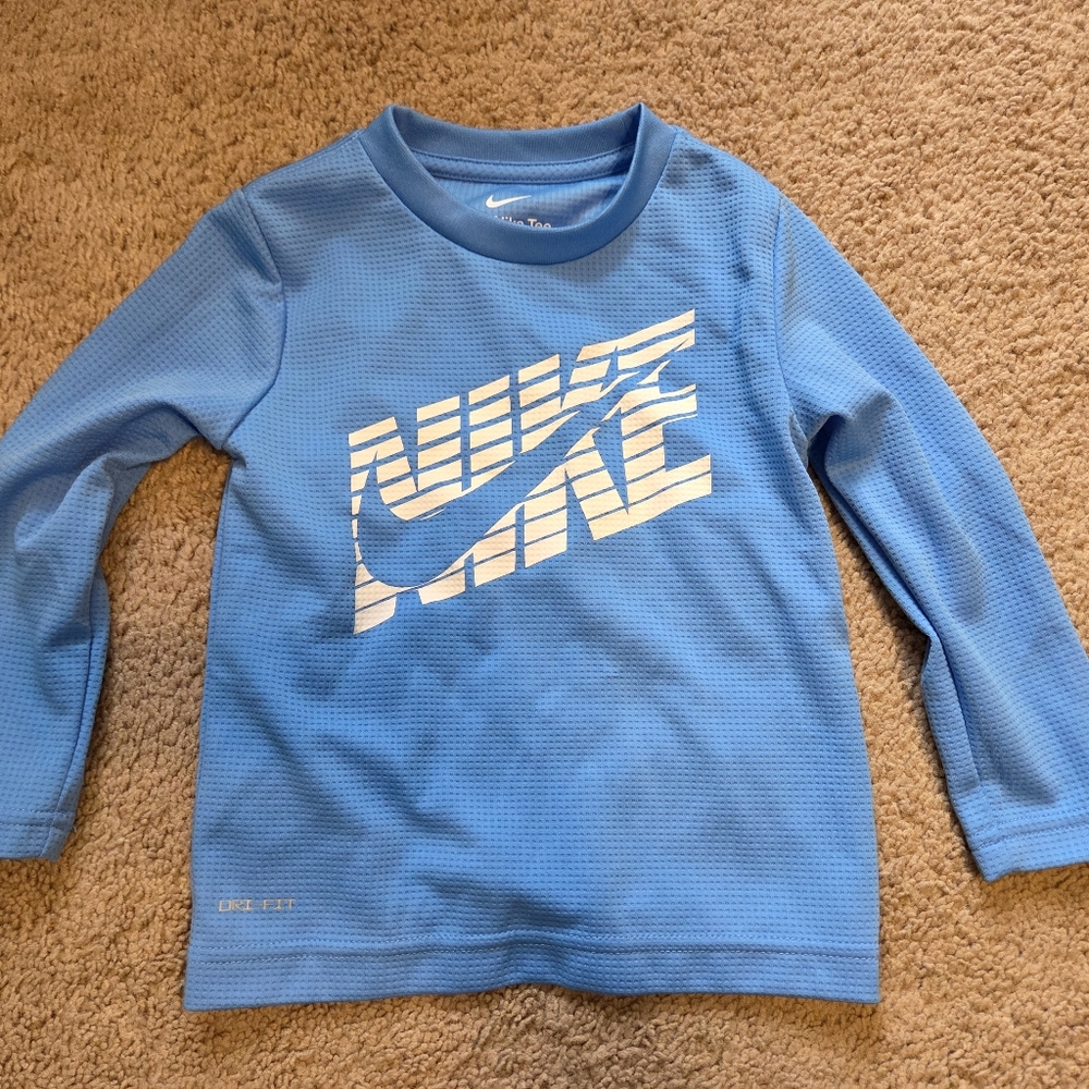 Nike Sky Blue Long Sleeve Tee with White Logo